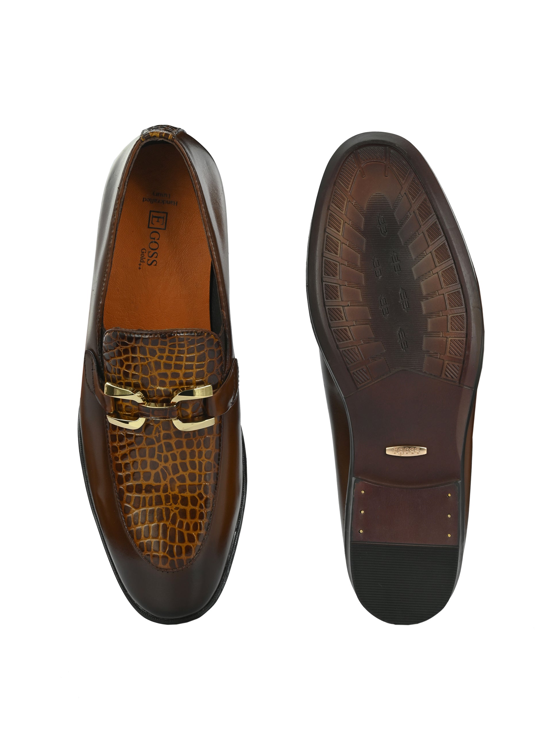 Egoss Platinum Buckled Loafers For Men