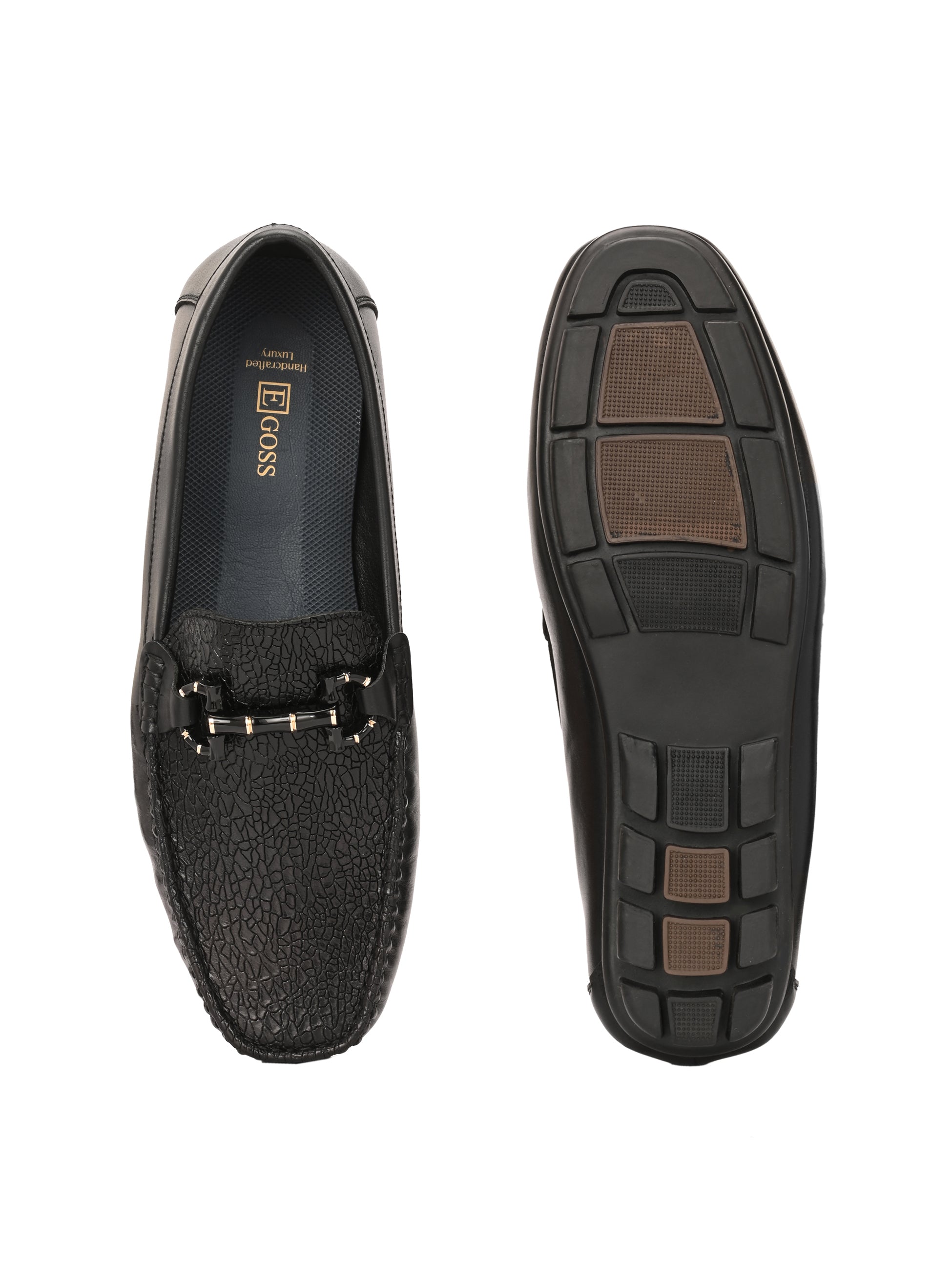 Egoss Platinum Printed Loafers For Men