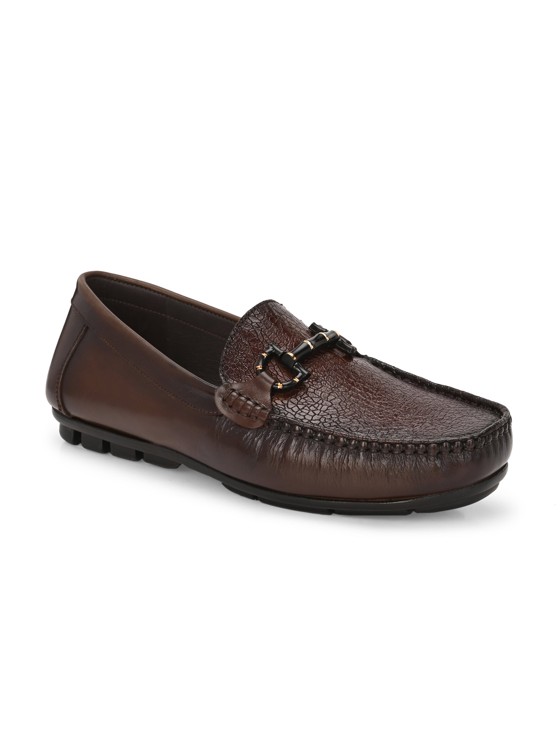 Egoss Platinum Printed Loafers For Men