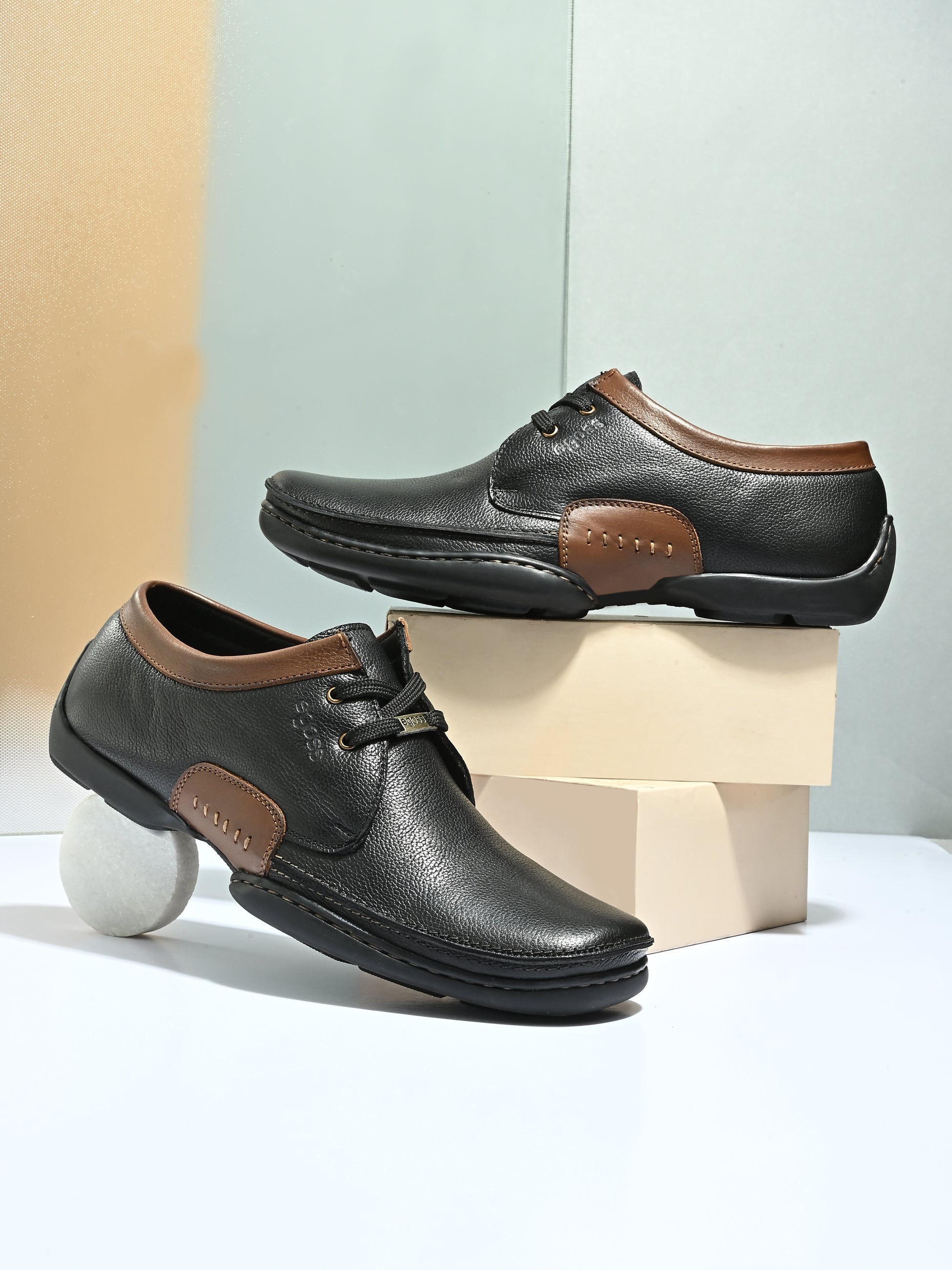 Egoss Casual Derby Lace Up Leather Shoes For Men
