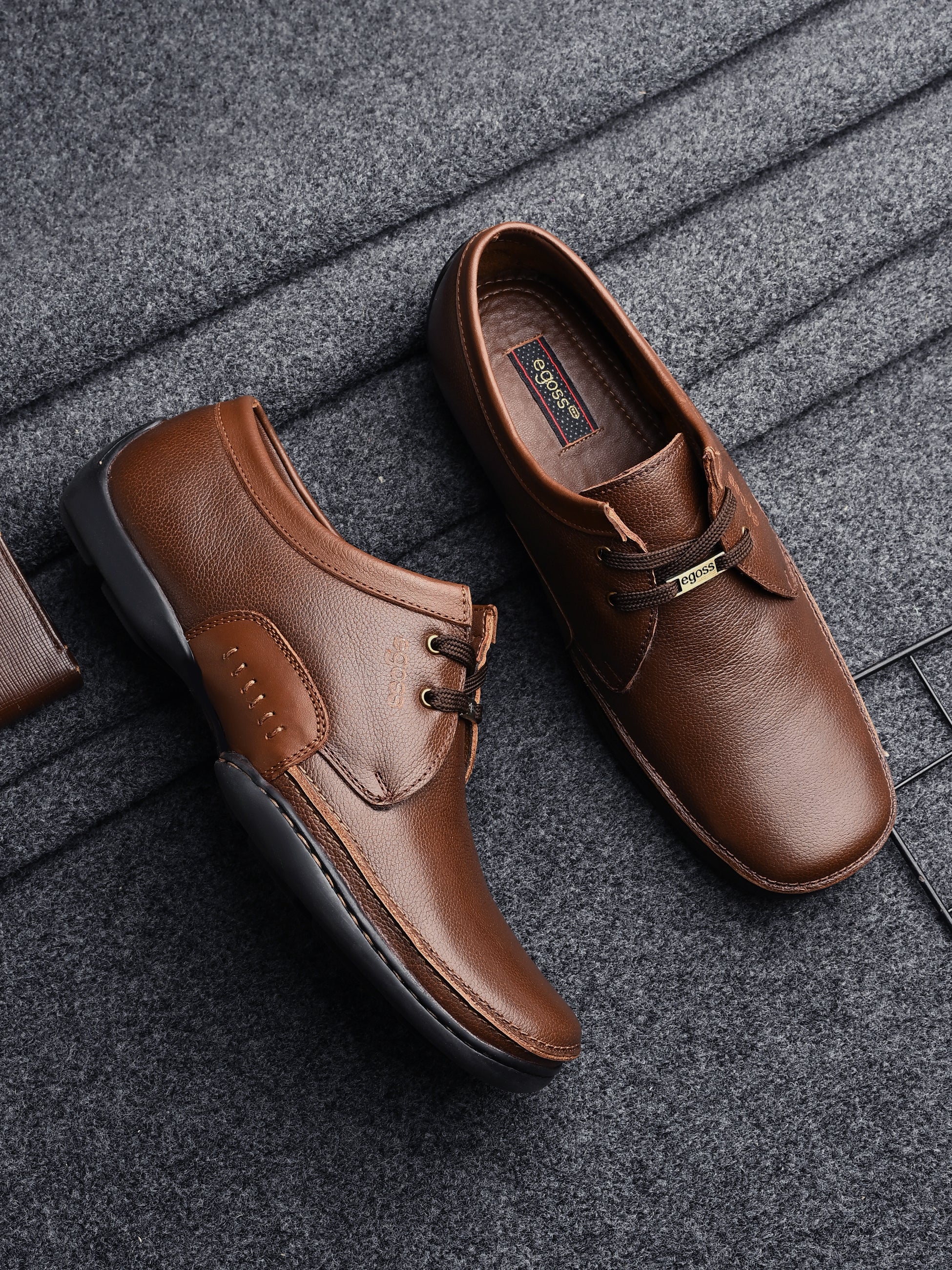 Egoss Casual Derby Lace Up Leather Shoes For Men