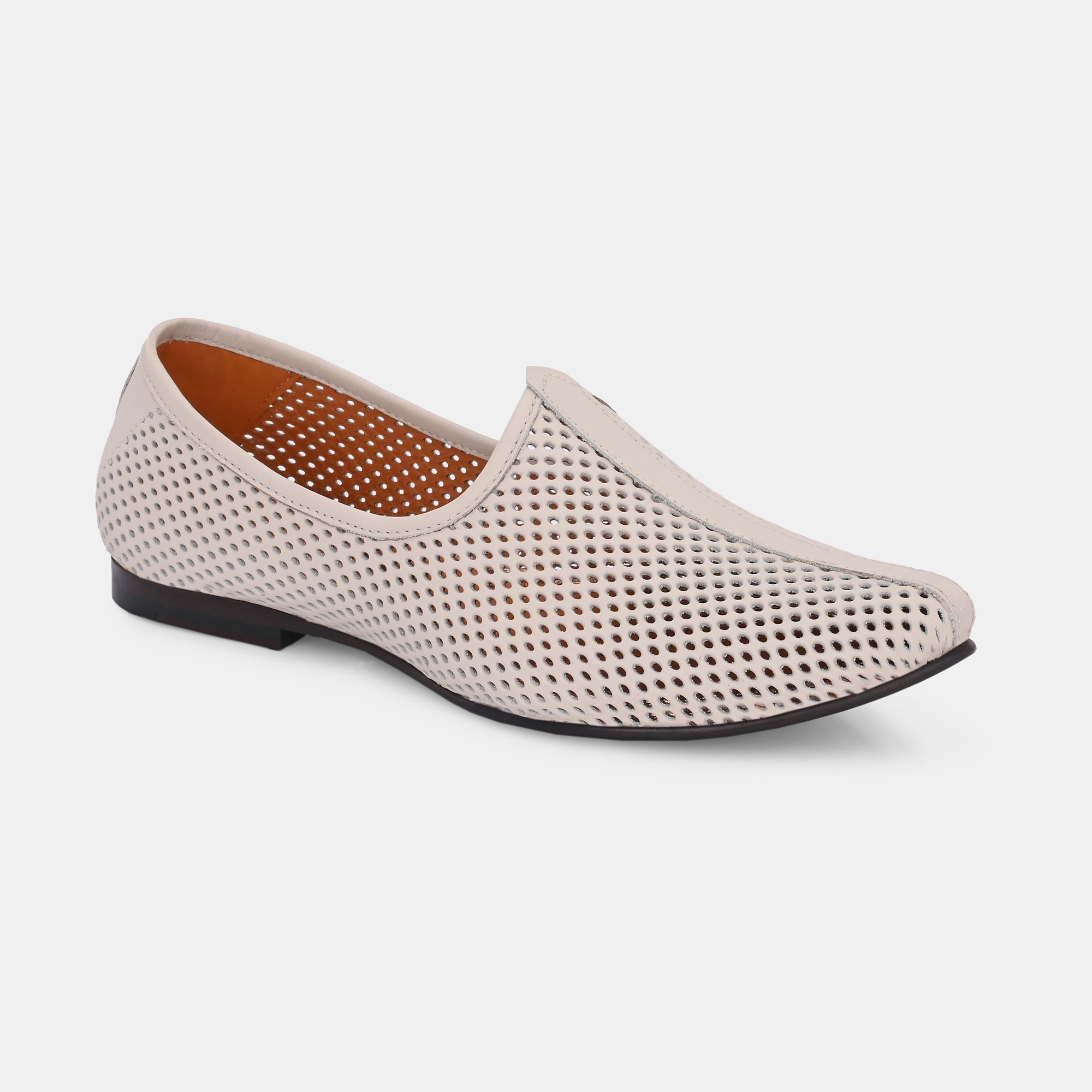 Ivory Perforated Ethnic Jooti by Lafattio