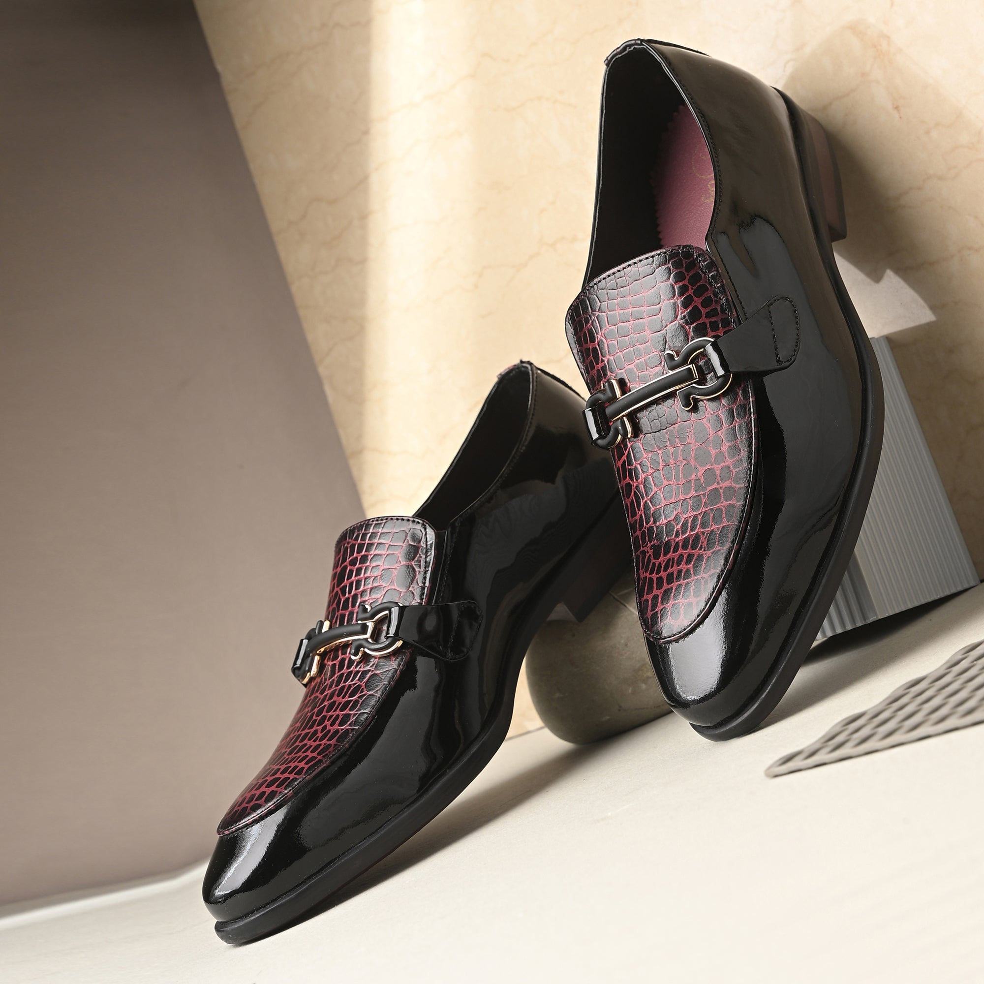 Colour Blocked Buckled Loafers by Lafattio