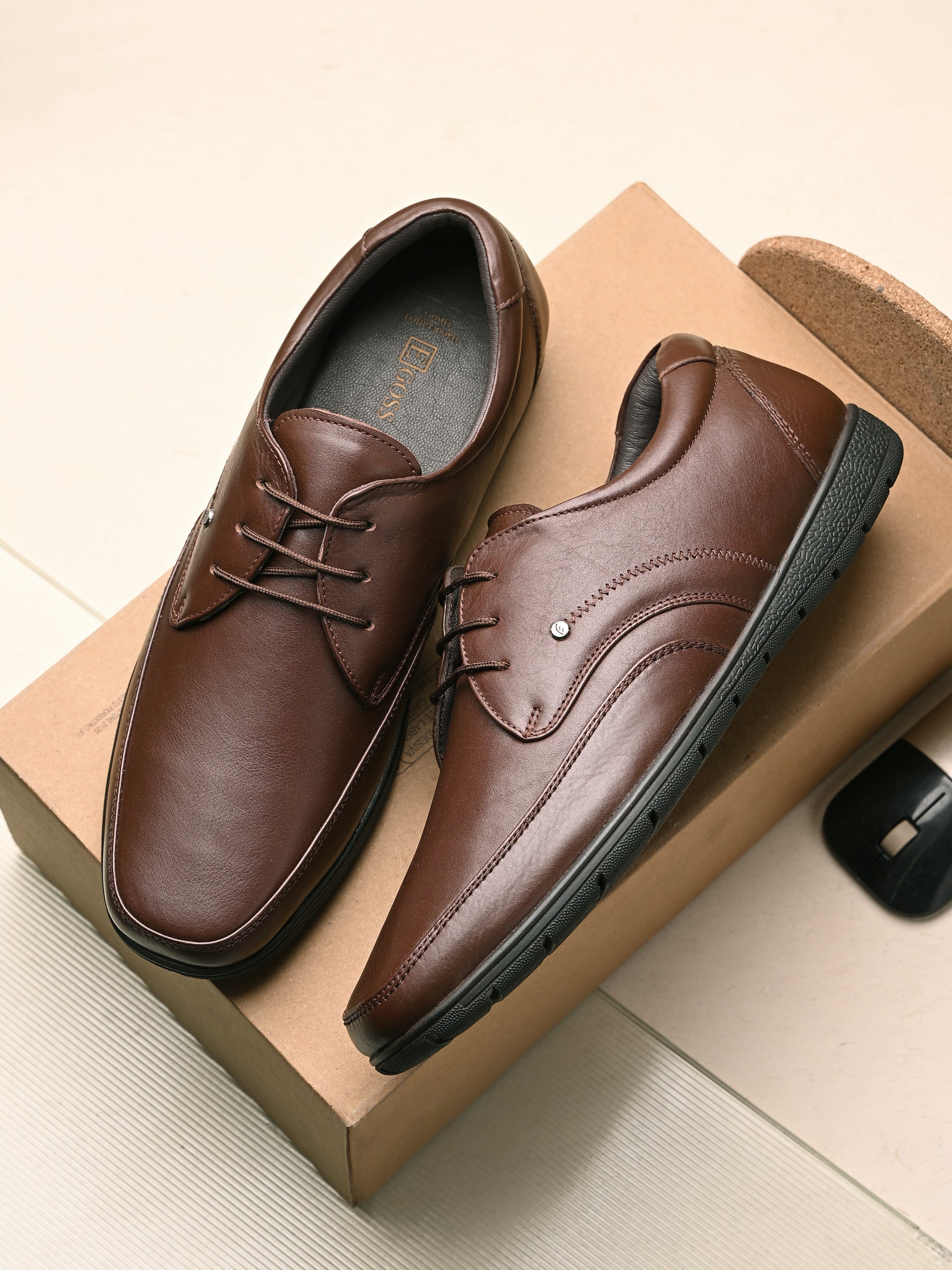 Egoss Casual Derby Lace Up Leather Shoes For Men