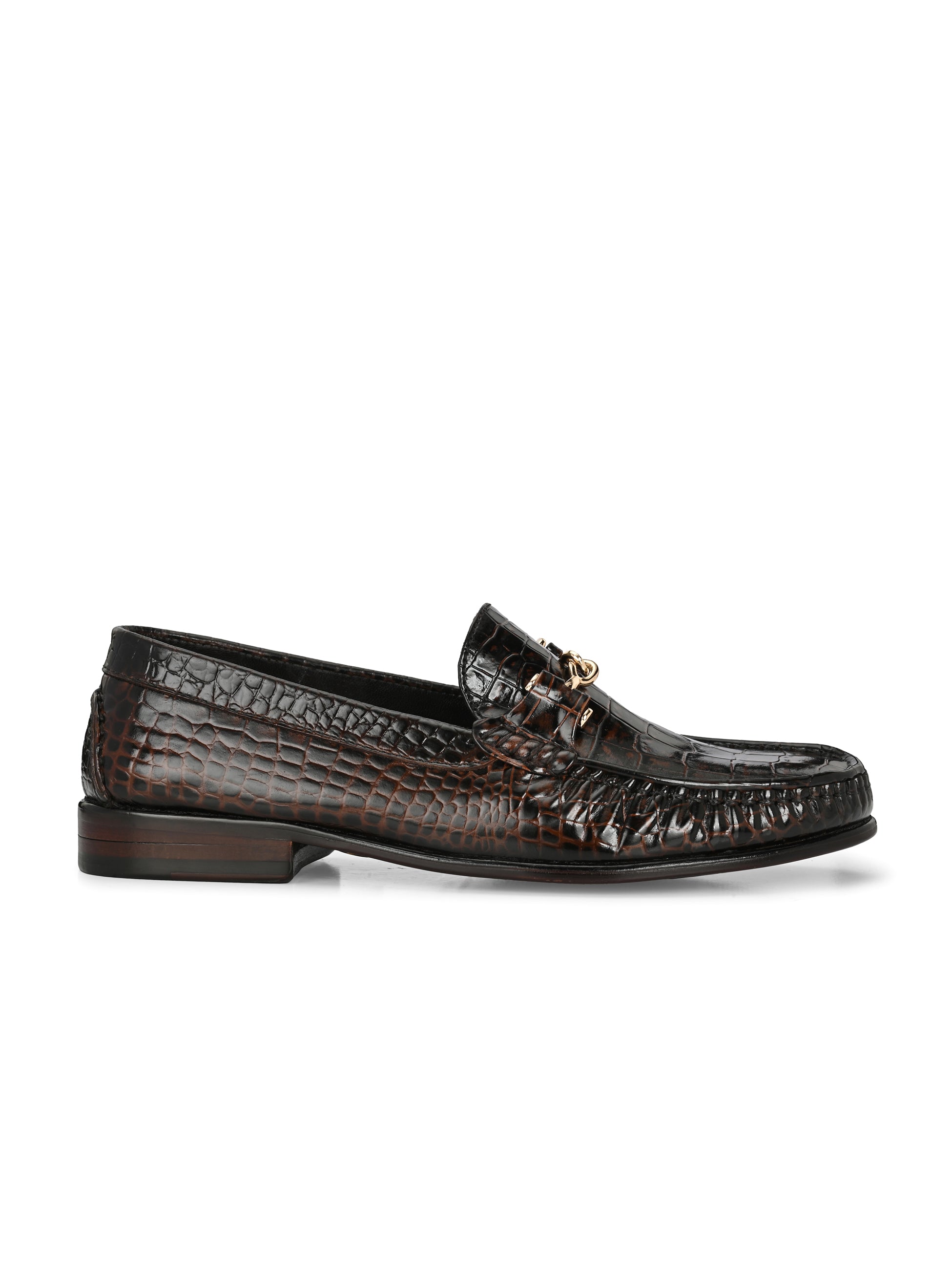 Textured Buckled Loafers by Lafattio