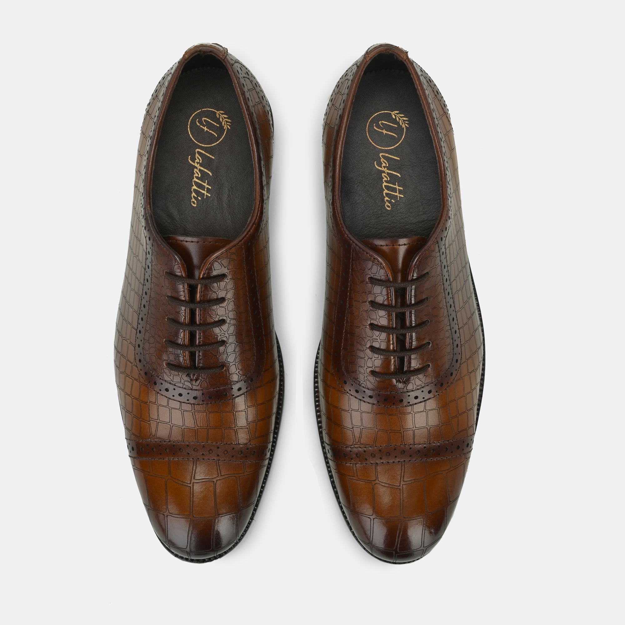 Brown Laser Engraved Semi-Brogues by Lafattio