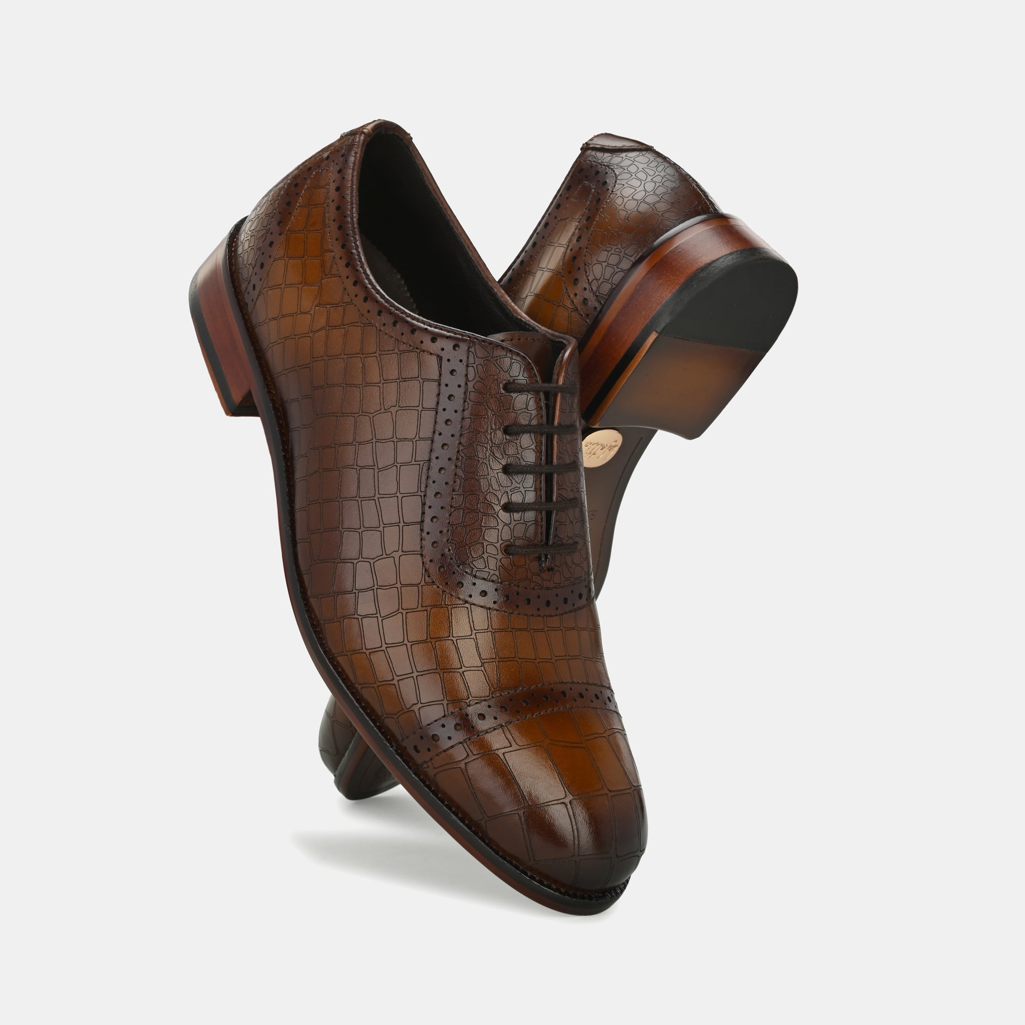Brown Laser Engraved Semi-Brogues by Lafattio