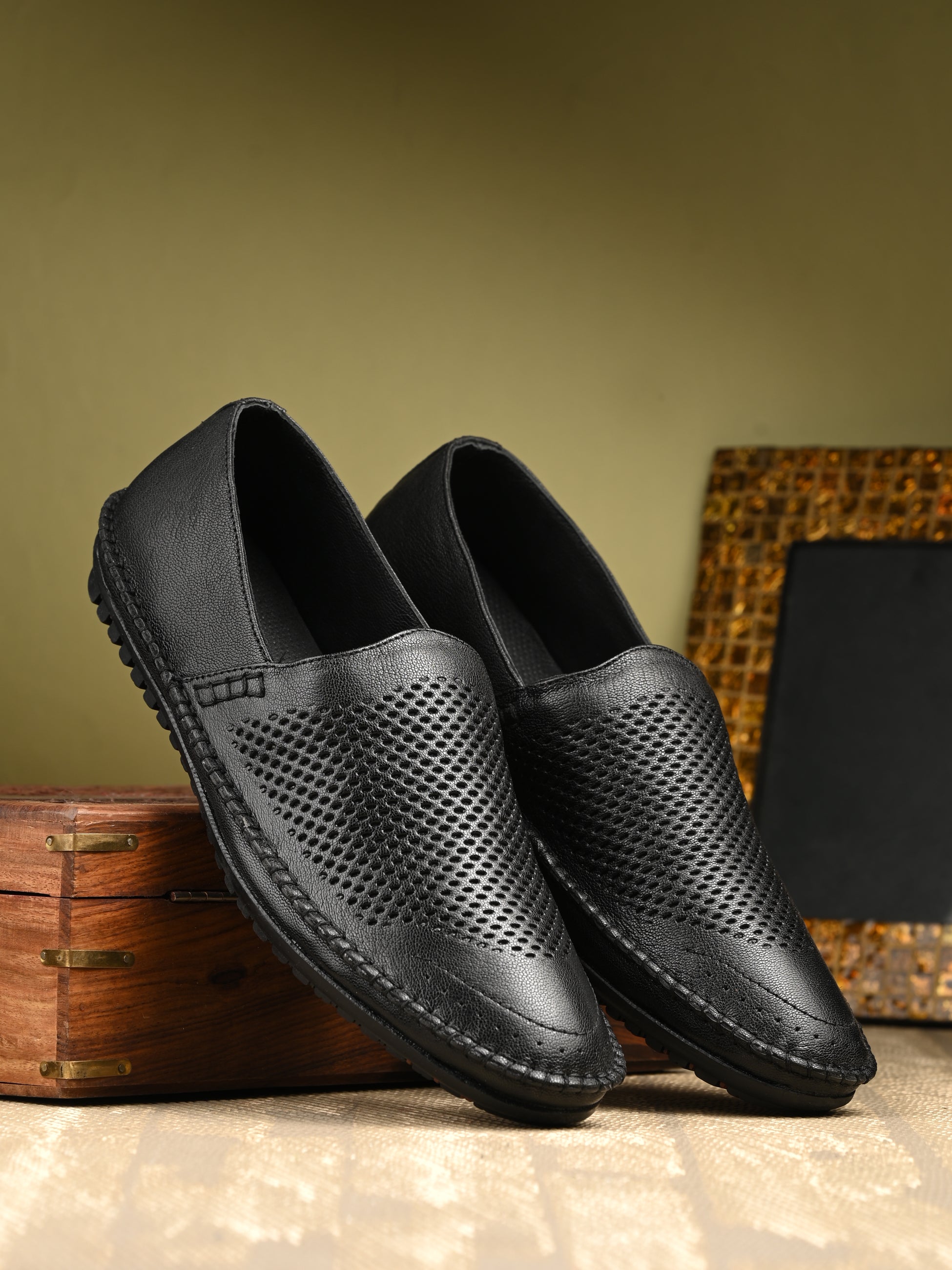 Egoss Leather Casual Slip On Shoes For Men