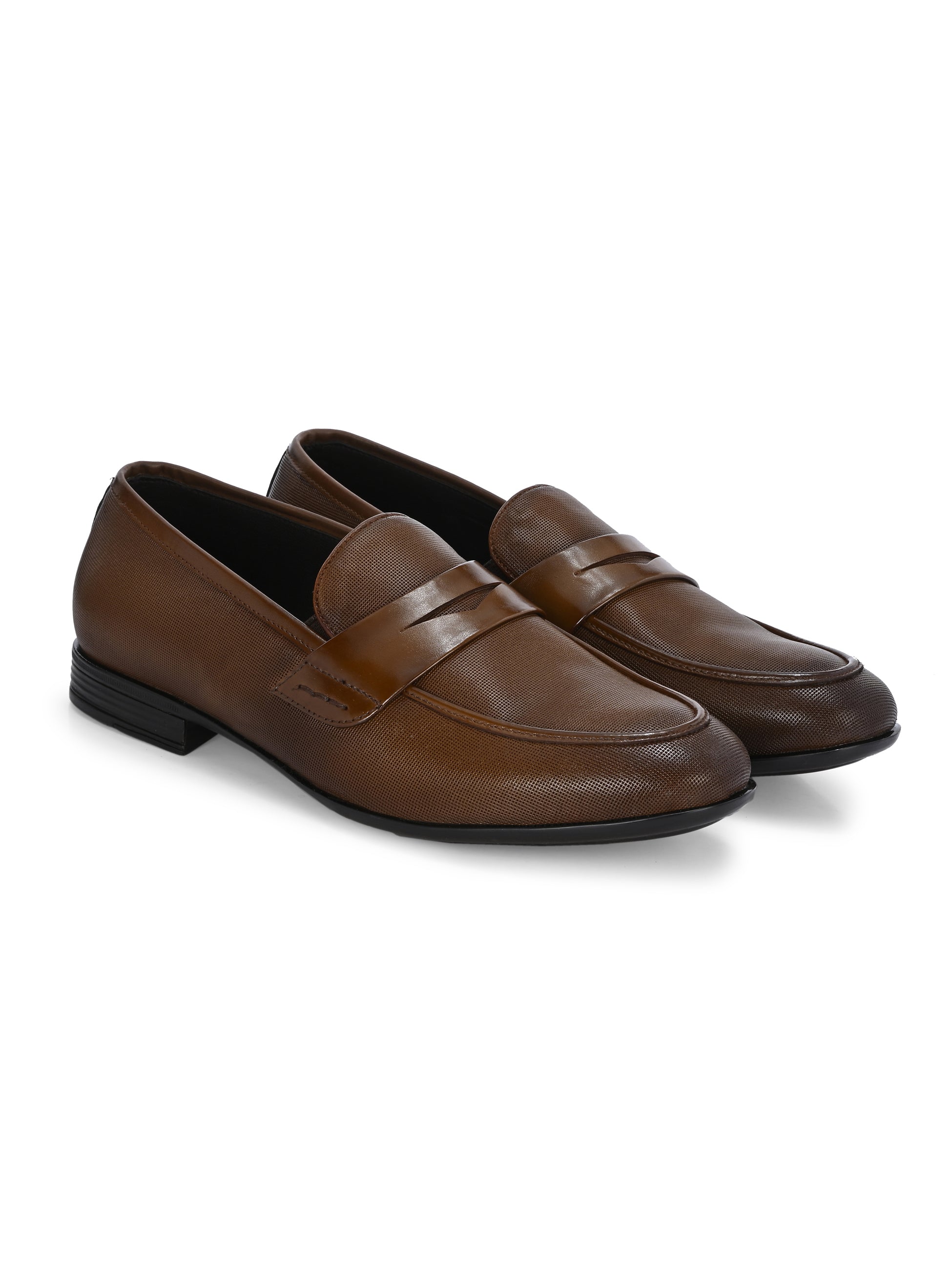 Nova Textured Penny Loafers by Aspeerio