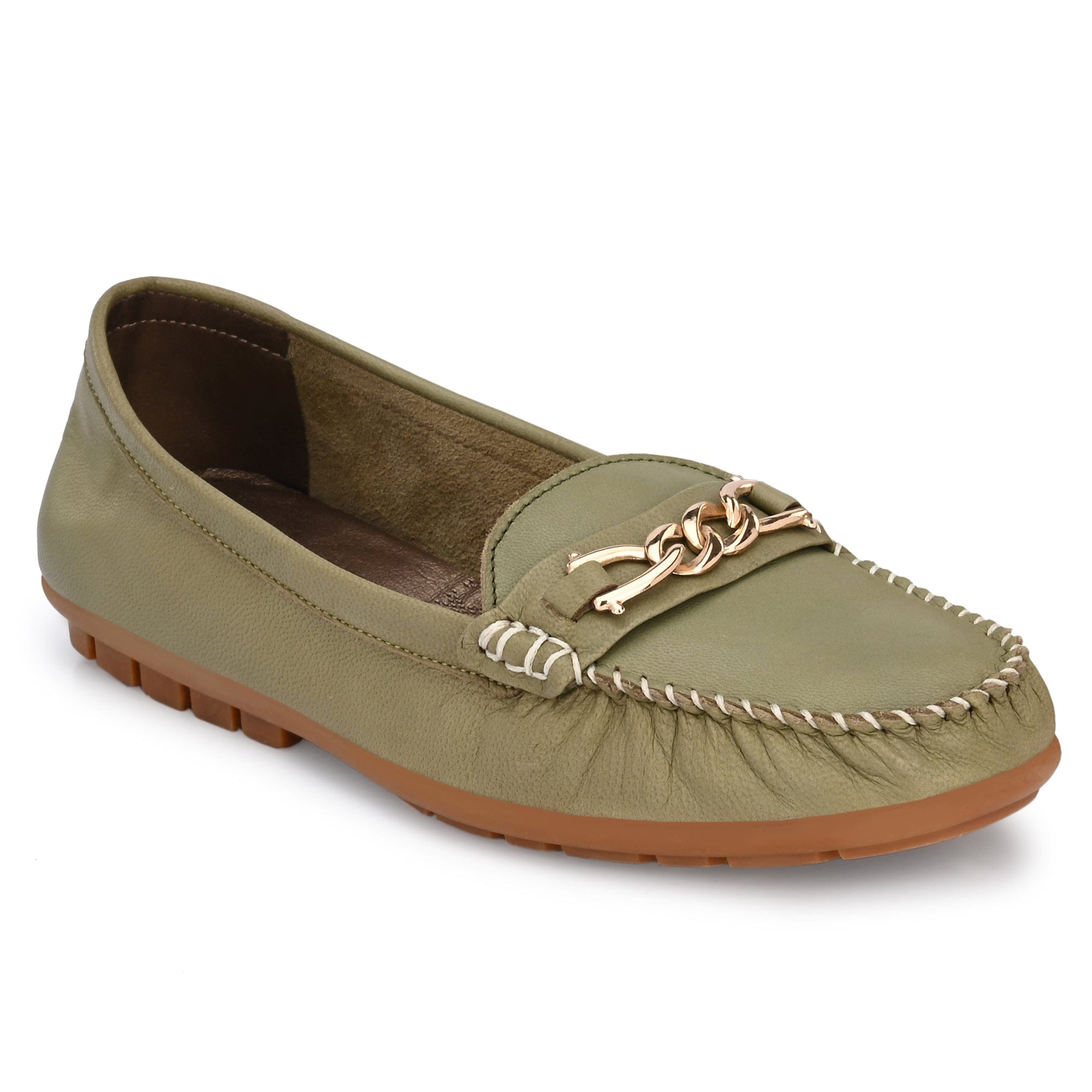 Casual Loafers For Women with a golden chain egoss-shoes