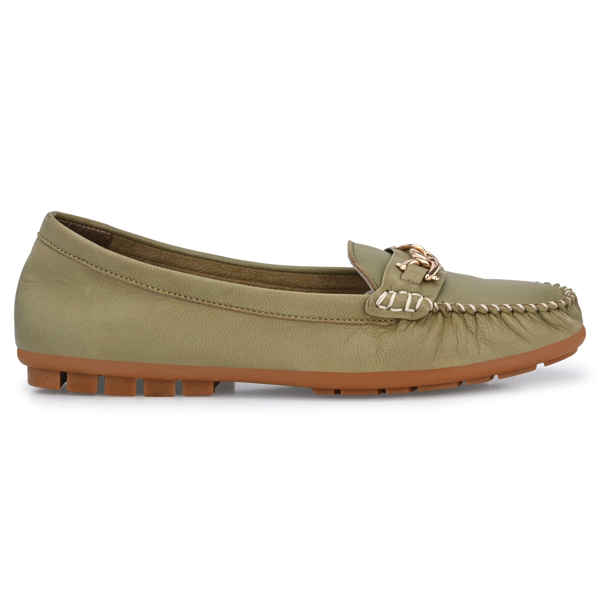 Casual Loafers For Women with a golden chain egoss-shoes