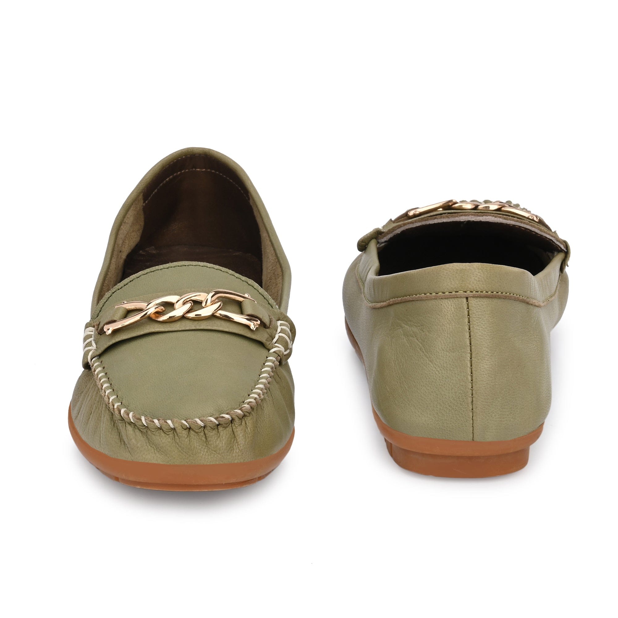 Casual Loafers For Women with a golden chain egoss-shoes