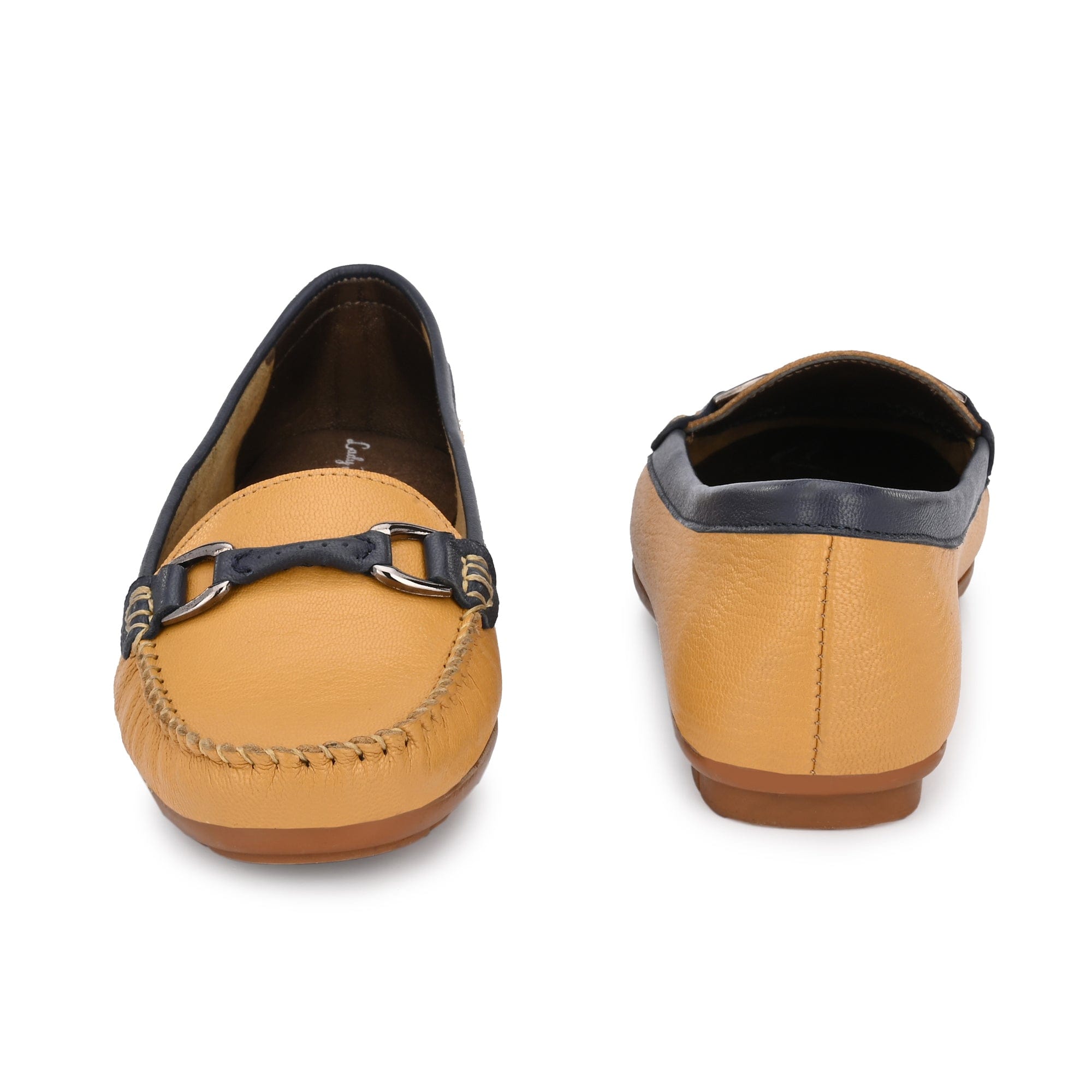 Dual Tone Buckled Loafers For Women egoss-shoes
