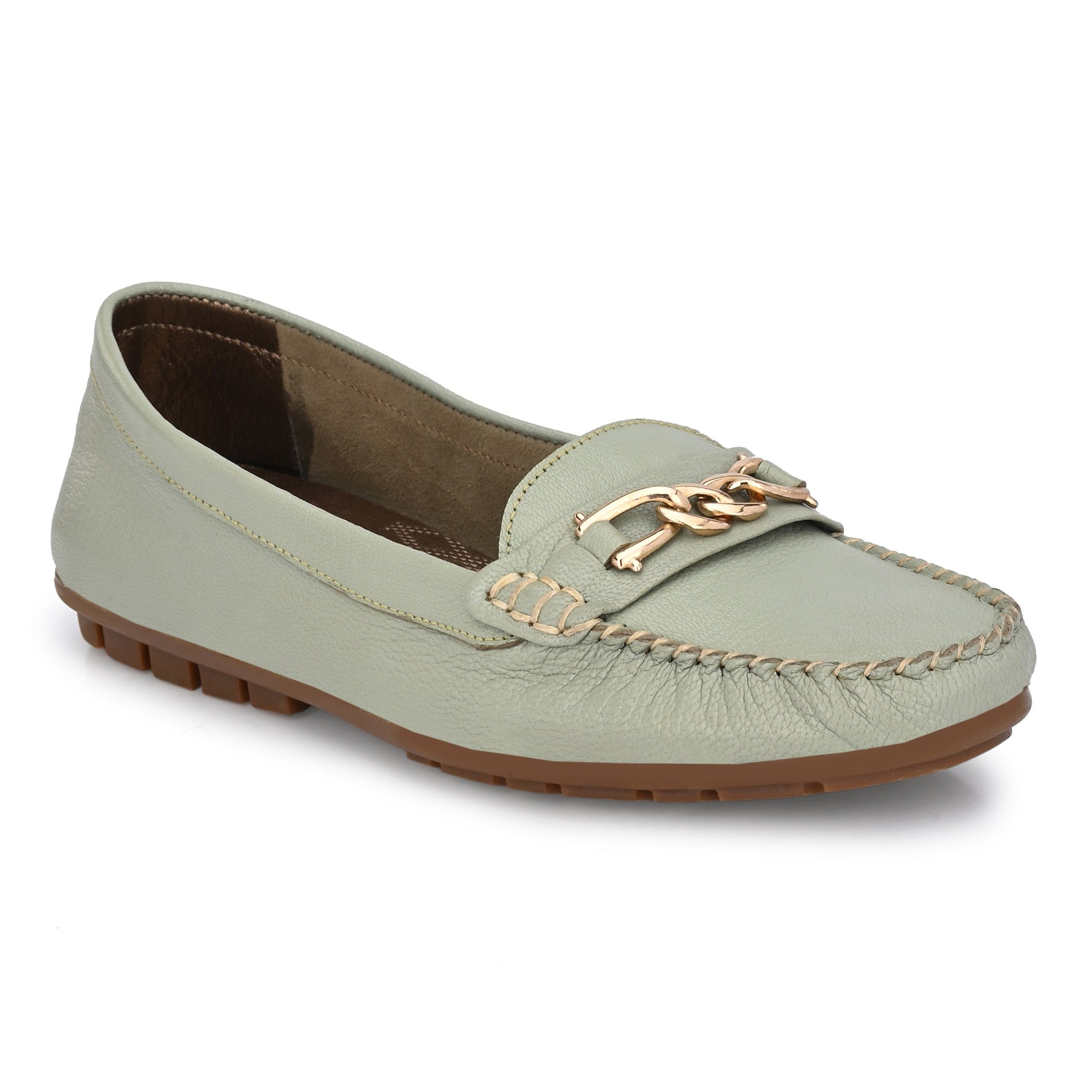 Casual Loafers For Women with a golden chain egoss-shoes