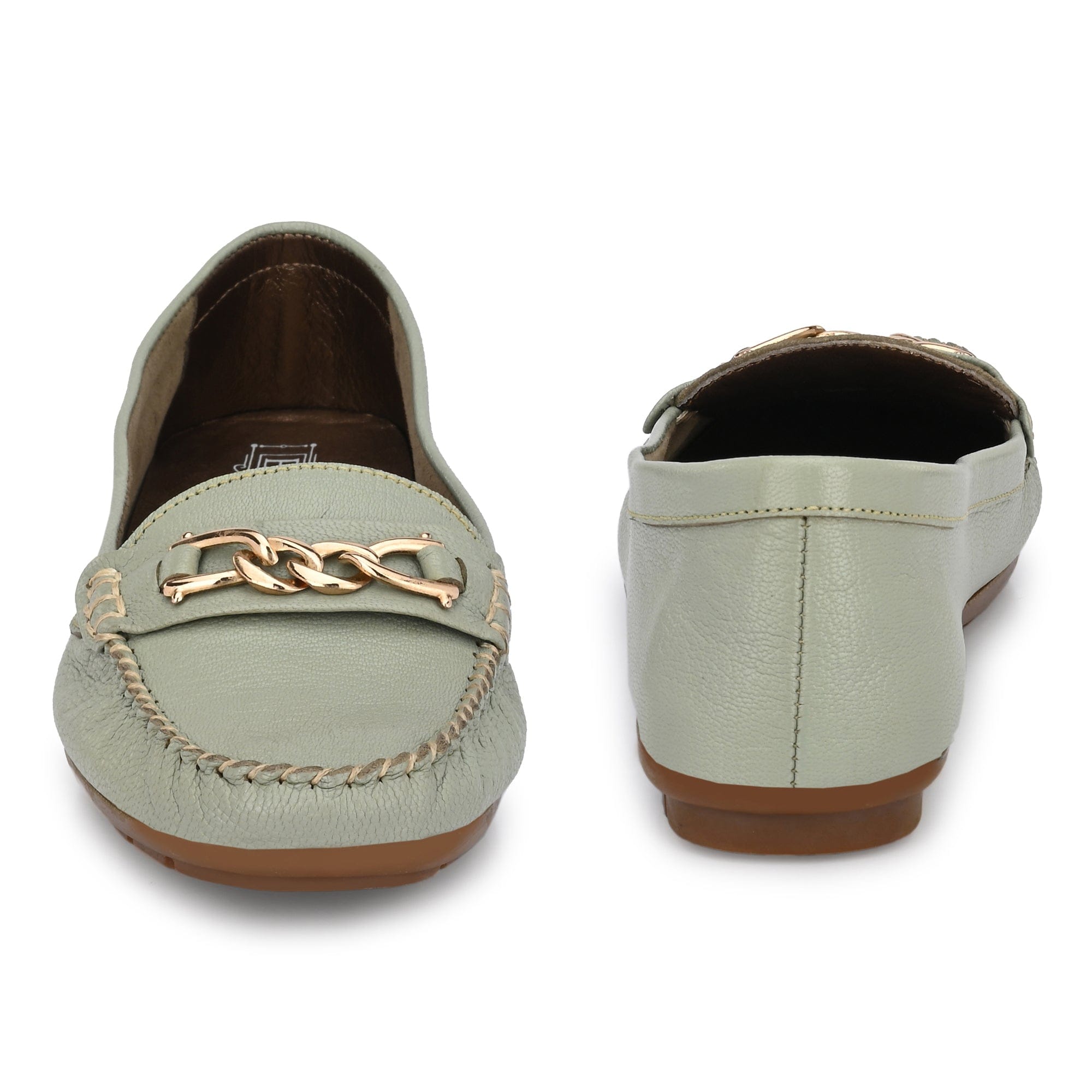 Casual Loafers For Women with a golden chain egoss-shoes