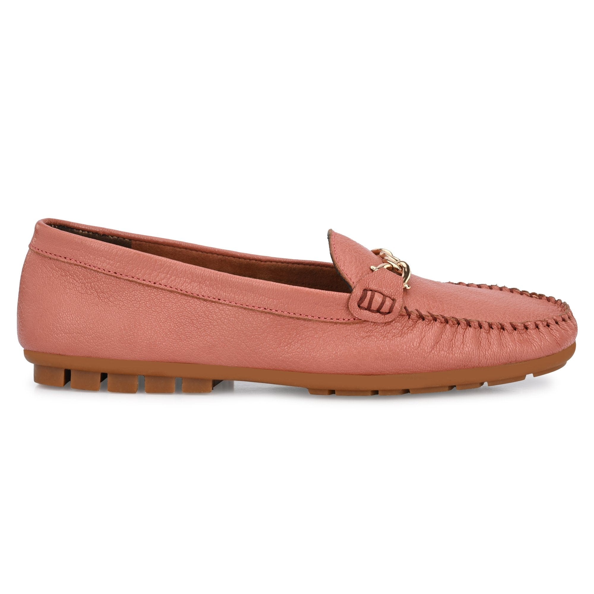 Golden Chain Buckled Loafers For Women egoss-shoes