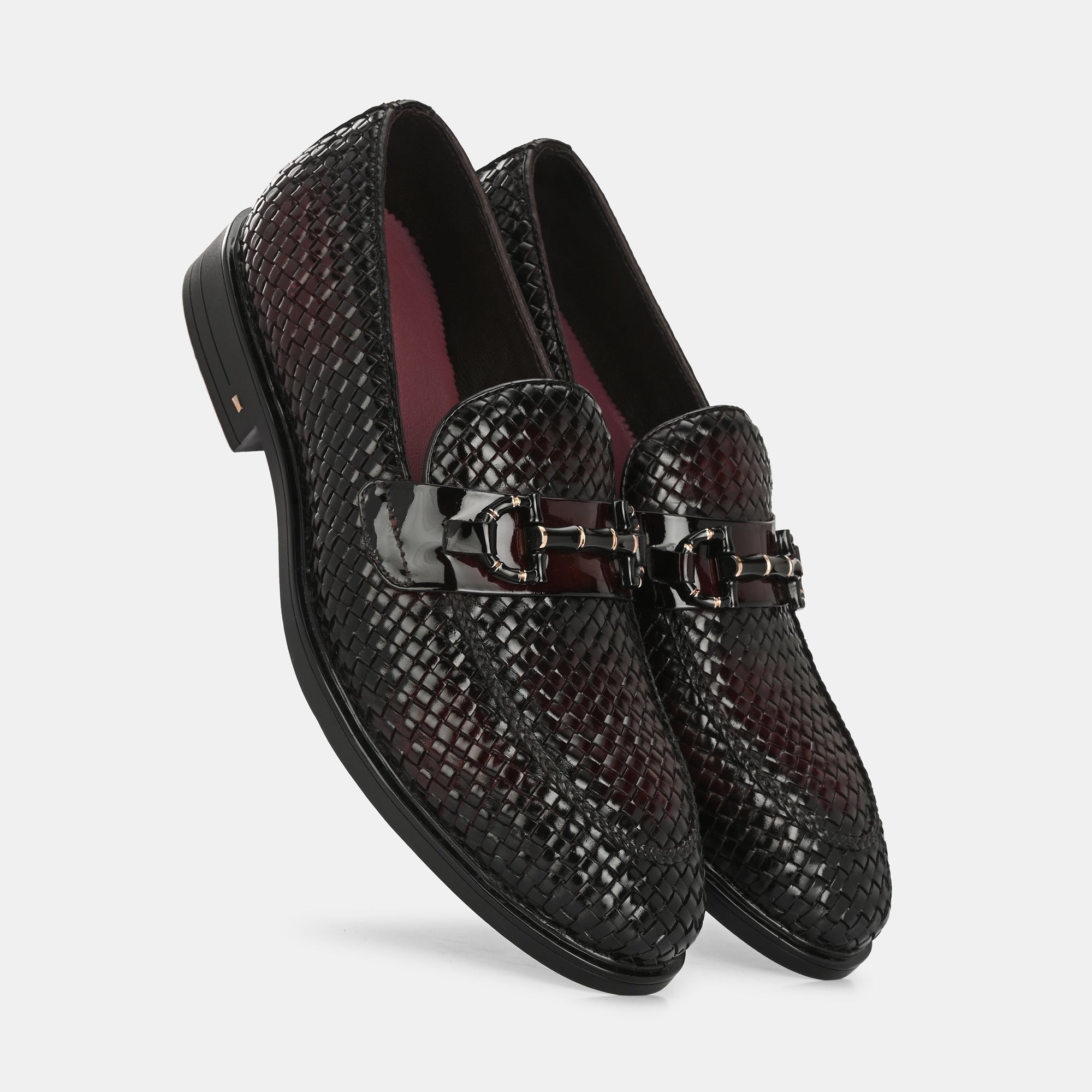 Hand-Woven Buckled Loafers by Lafattio