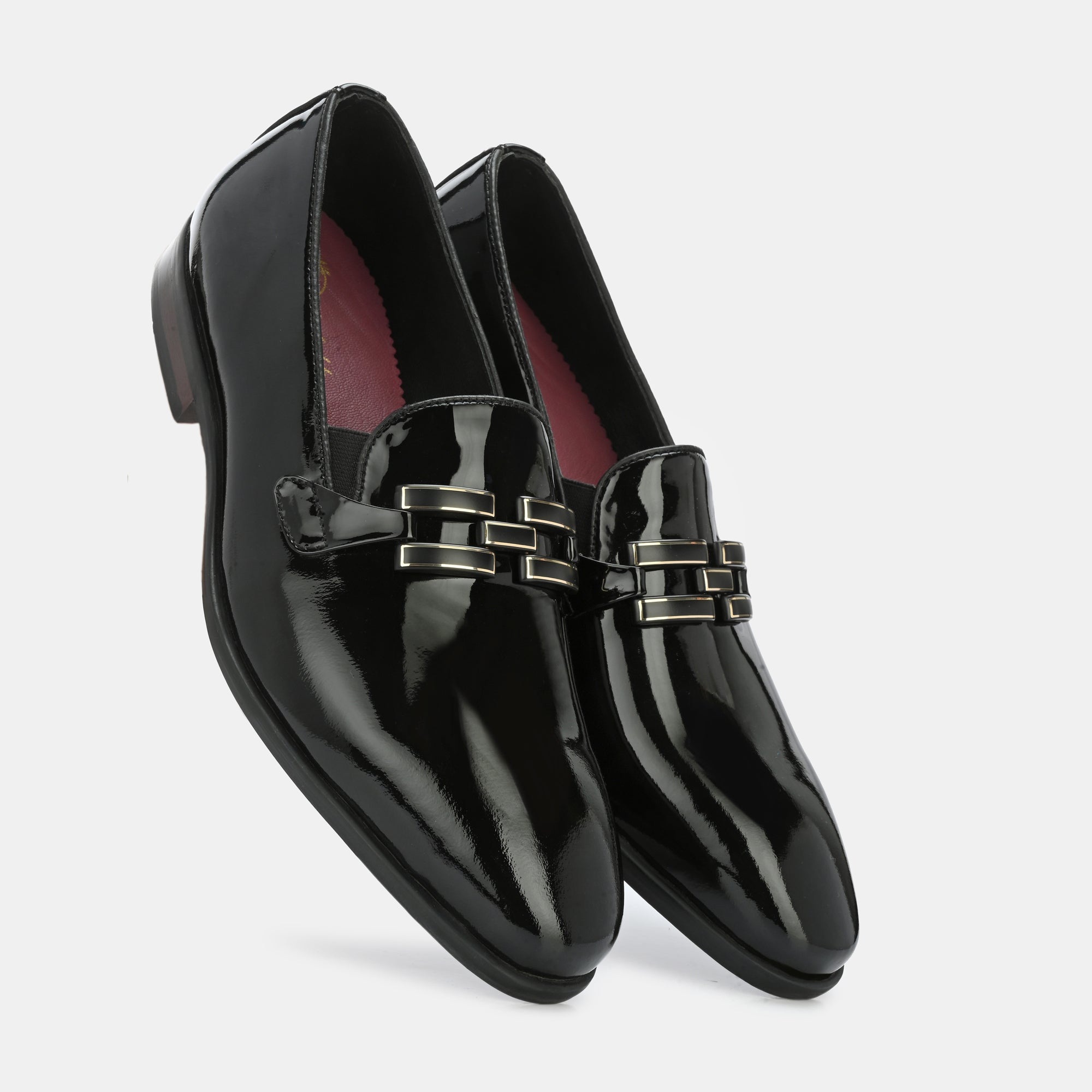 Patent Black Buckled Moccasins by Lafattio