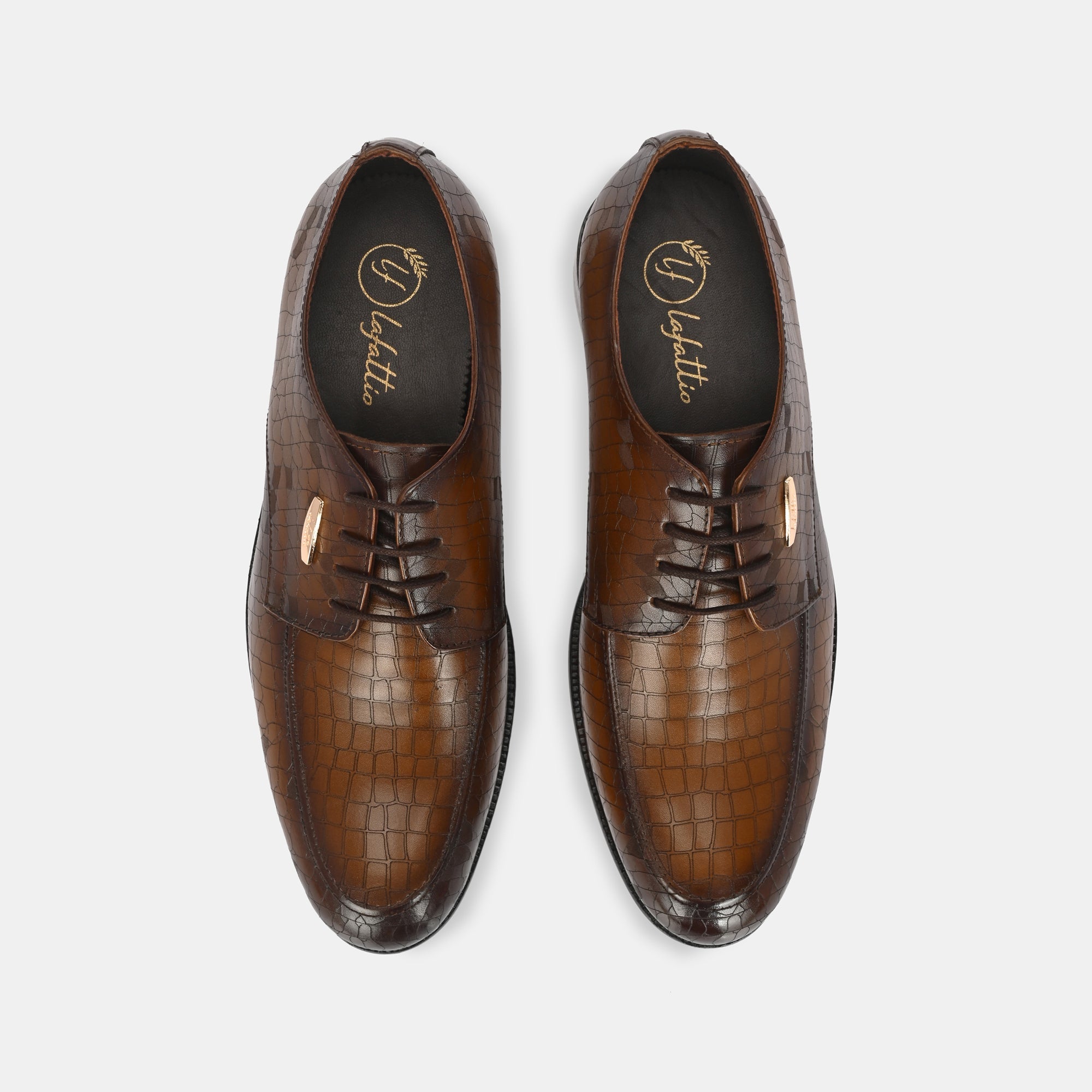 Tan Laser Engraved Lace-Up Shoes by Lafattio