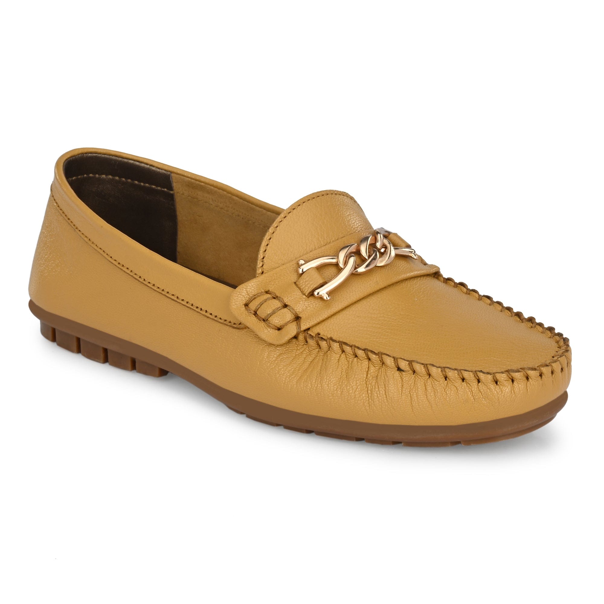 Casual Loafers For Women with a golden chain egoss-shoes