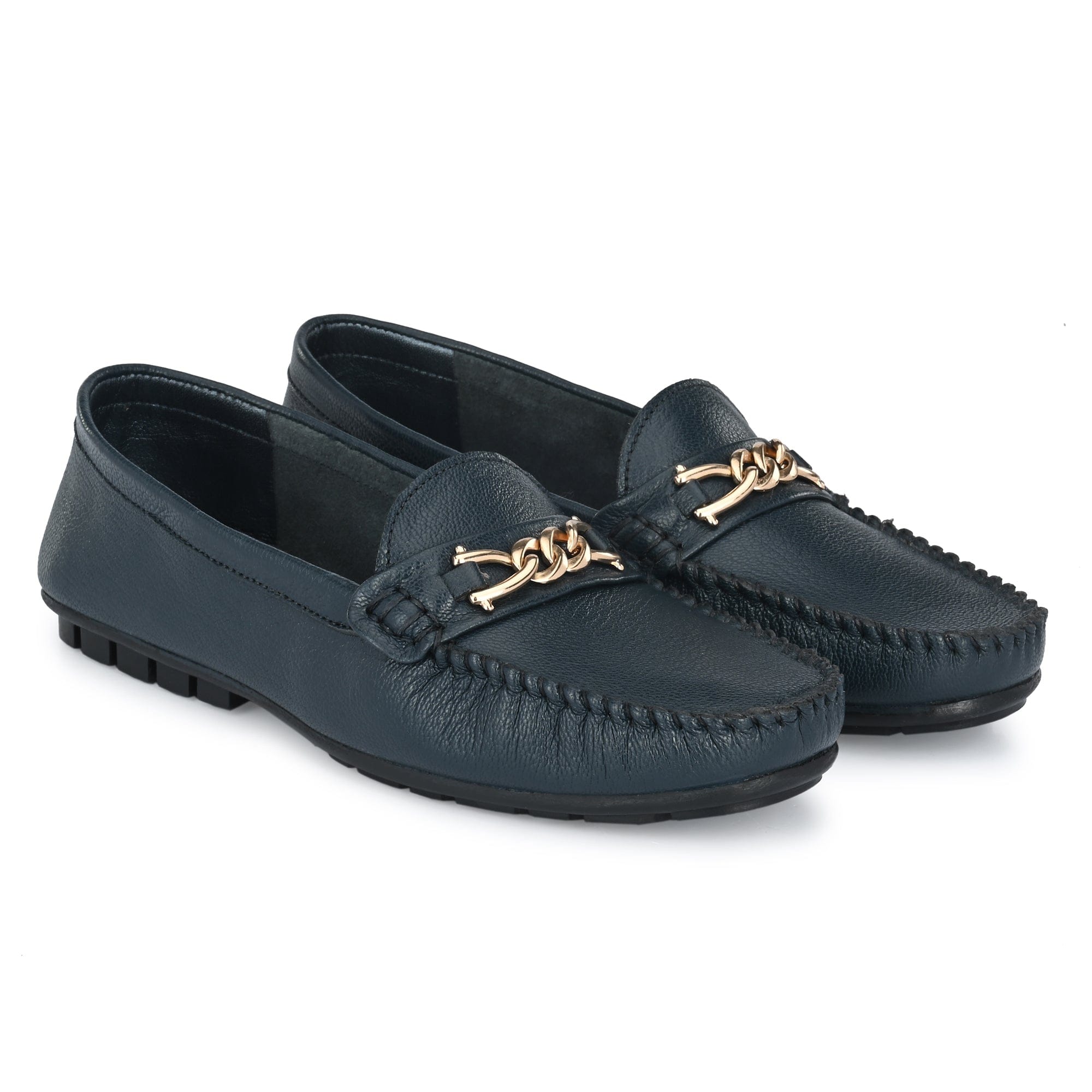 Casual Loafers For Women with a golden chain egoss-shoes