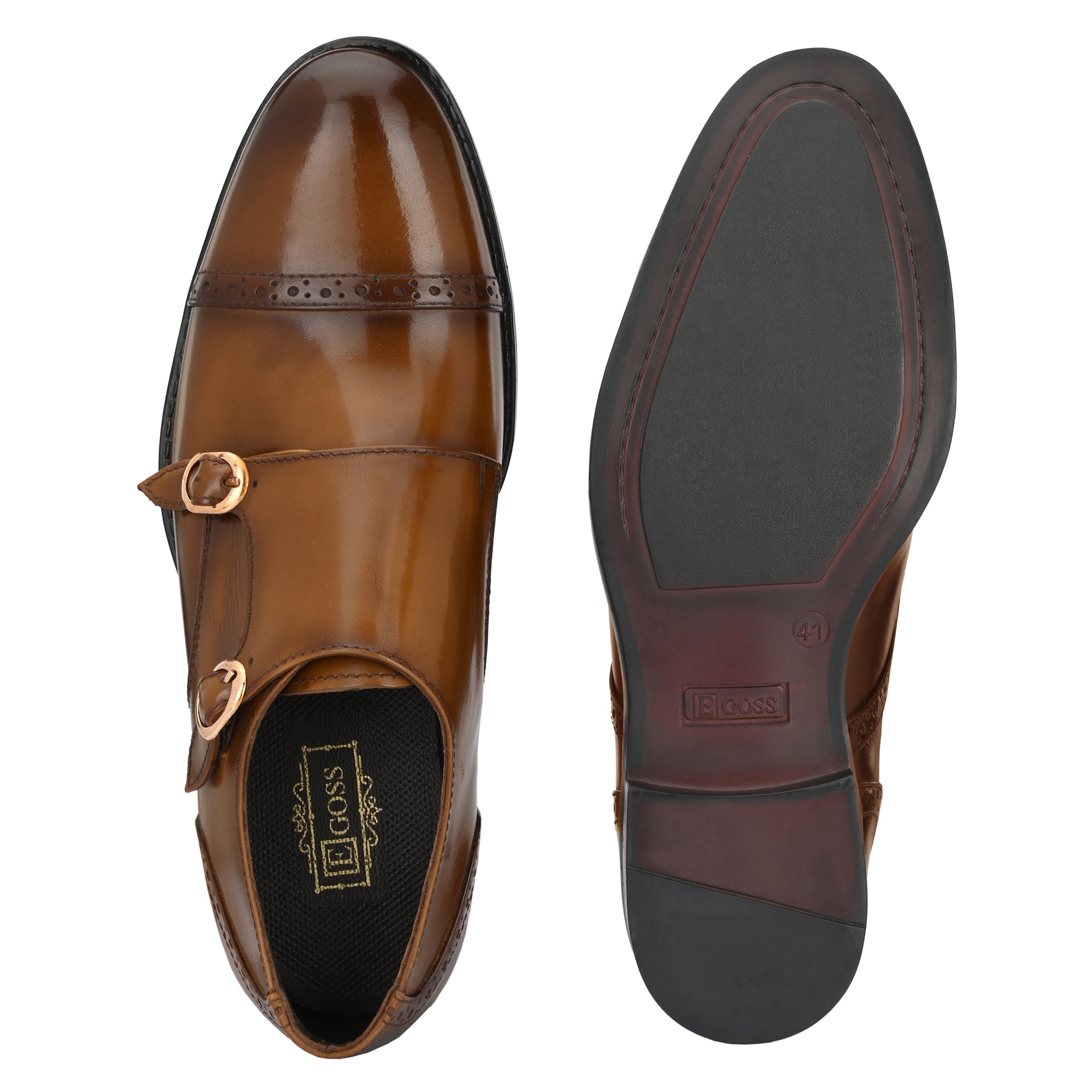 Formal Leather Buckled Monk Shoes For Men