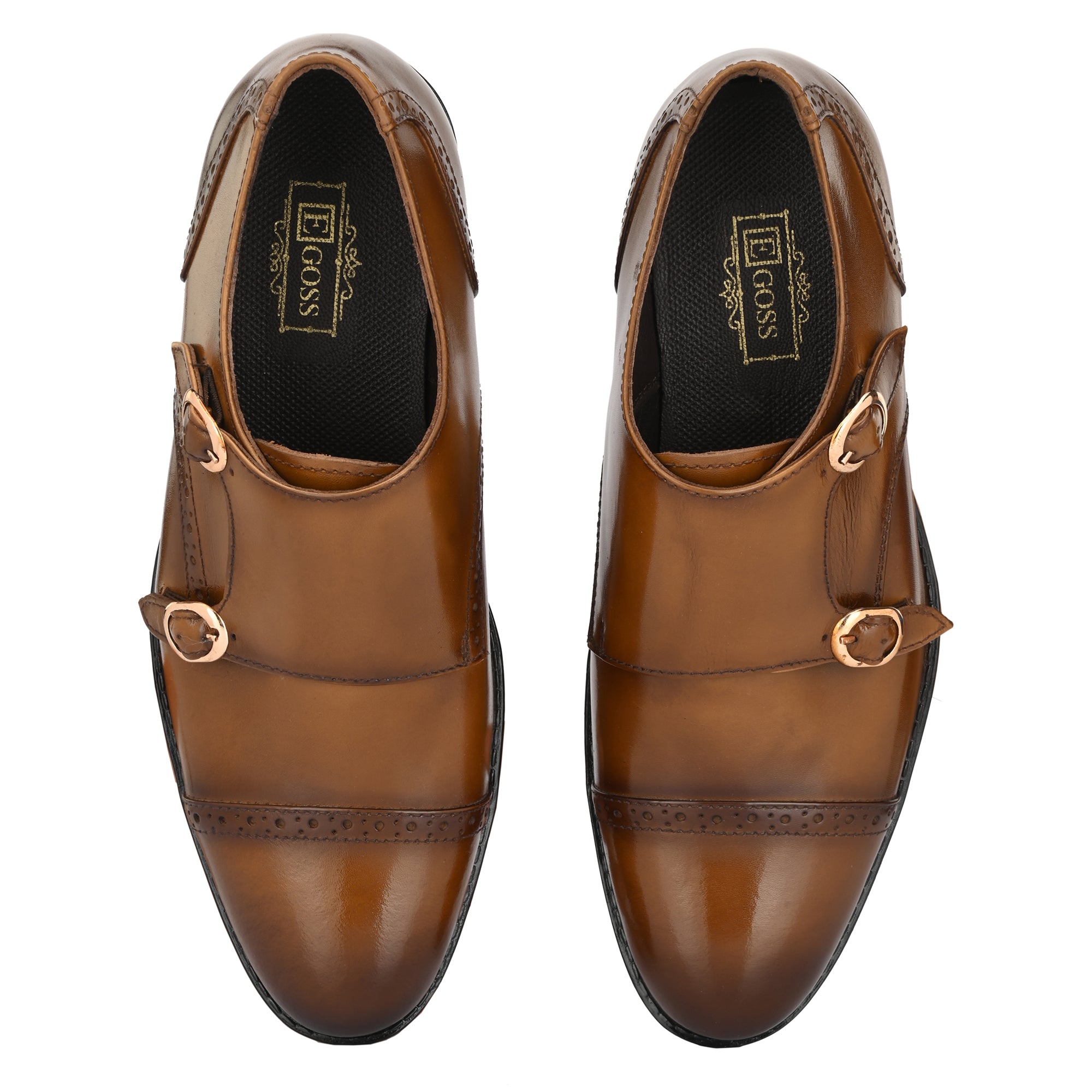 Formal Leather Buckled Monk Shoes For Men