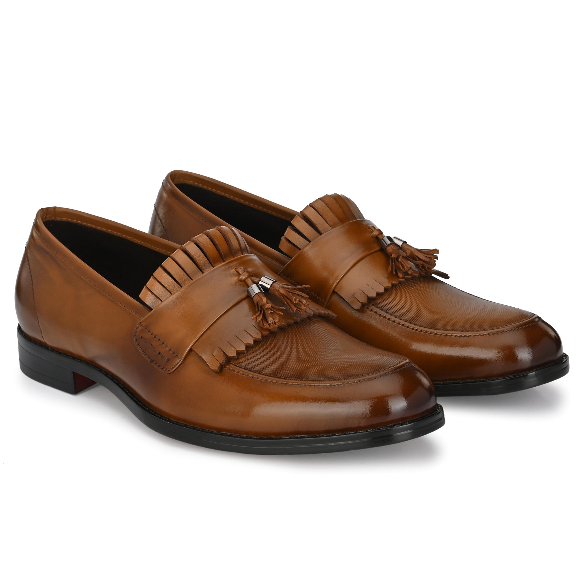 Tassled Formal Penny Loafers For Men with Textured Top