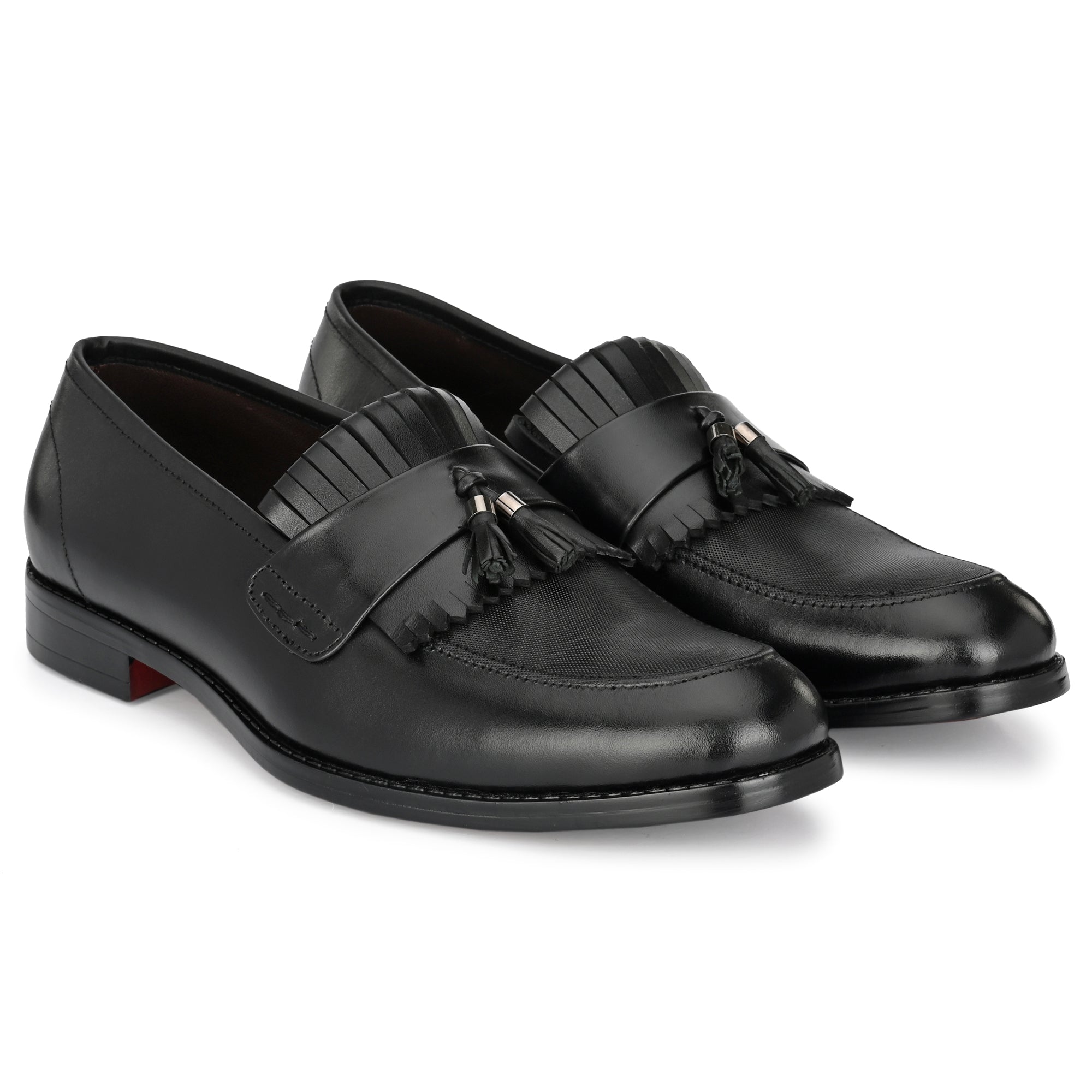 Tassled Formal Penny Loafers For Men with Textured Top