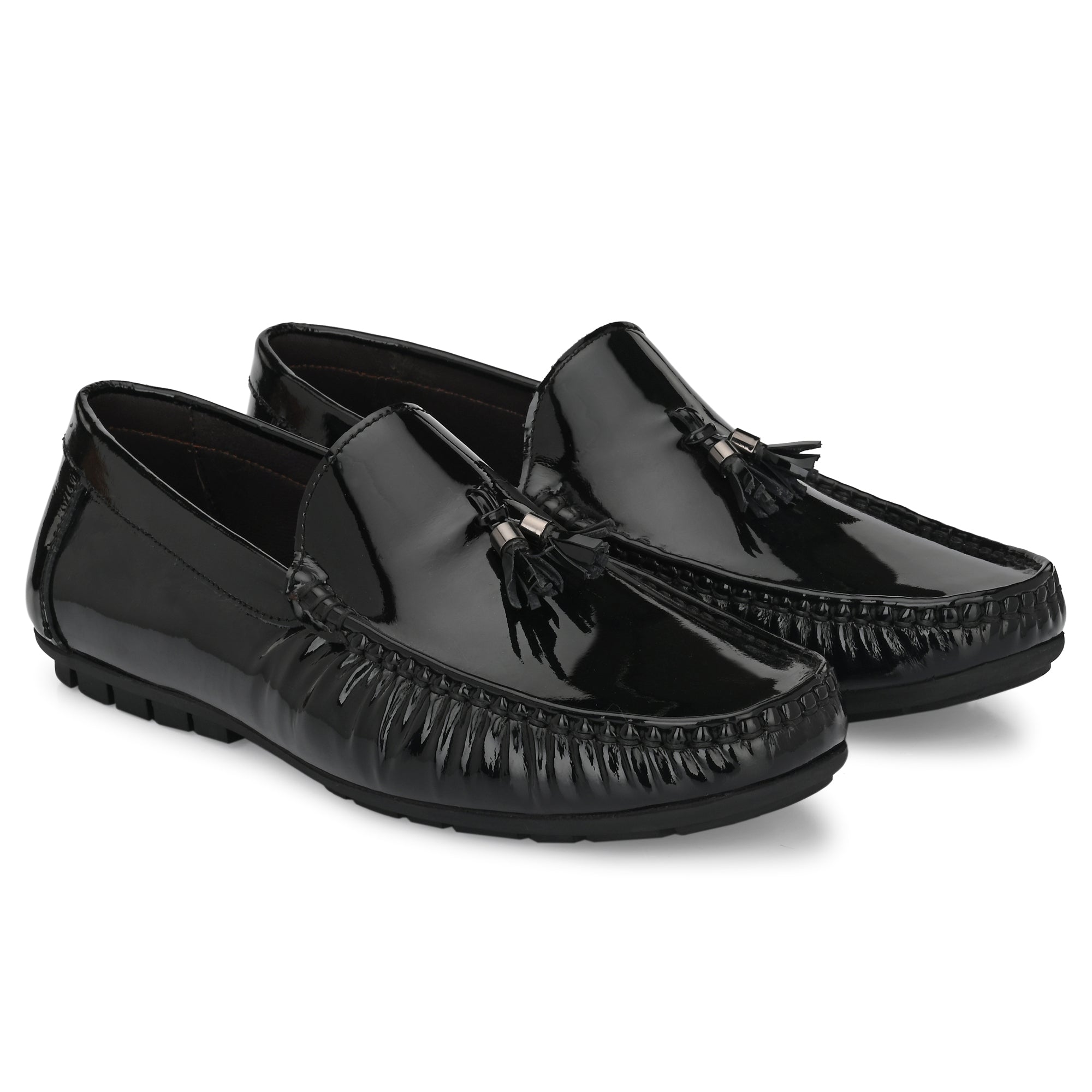 Egoss Black Patent Casual Slip On For Men