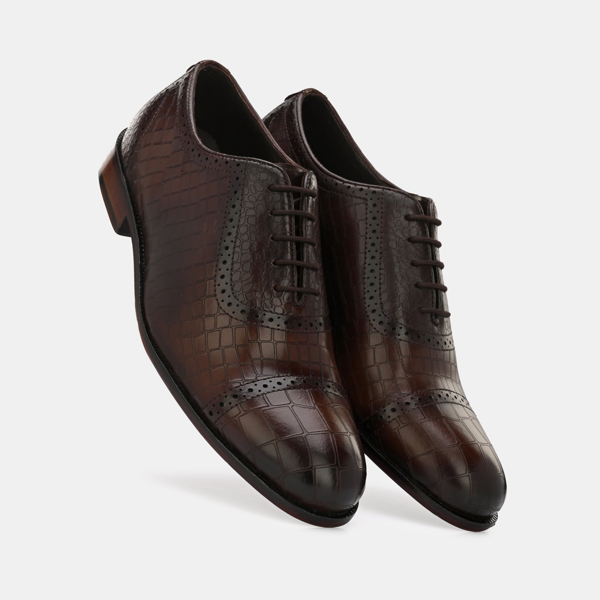 Brown Laser Engraved Semi-Brogues by Lafattio
