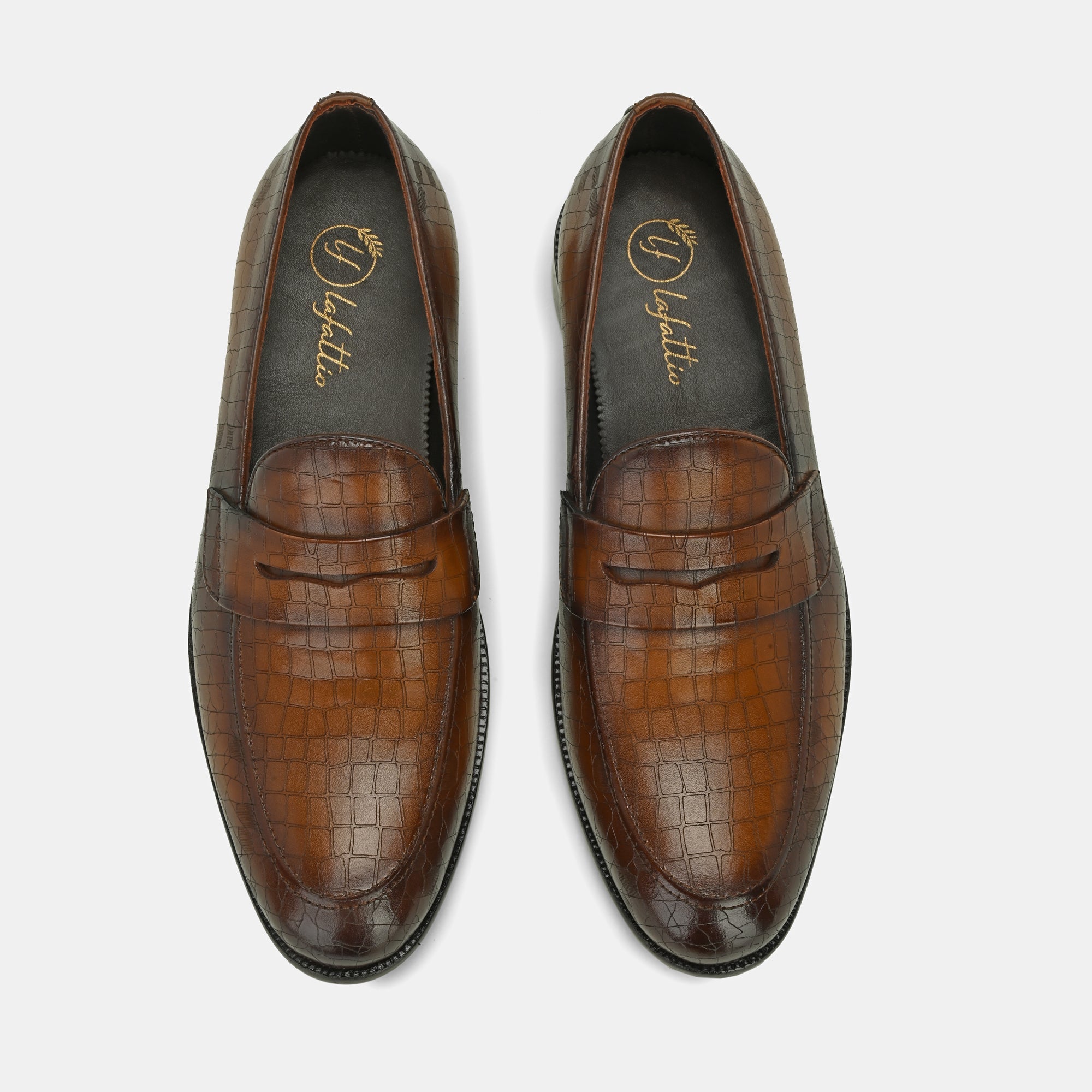 Tan Laser Engraved Penny Loafers By Lafattio