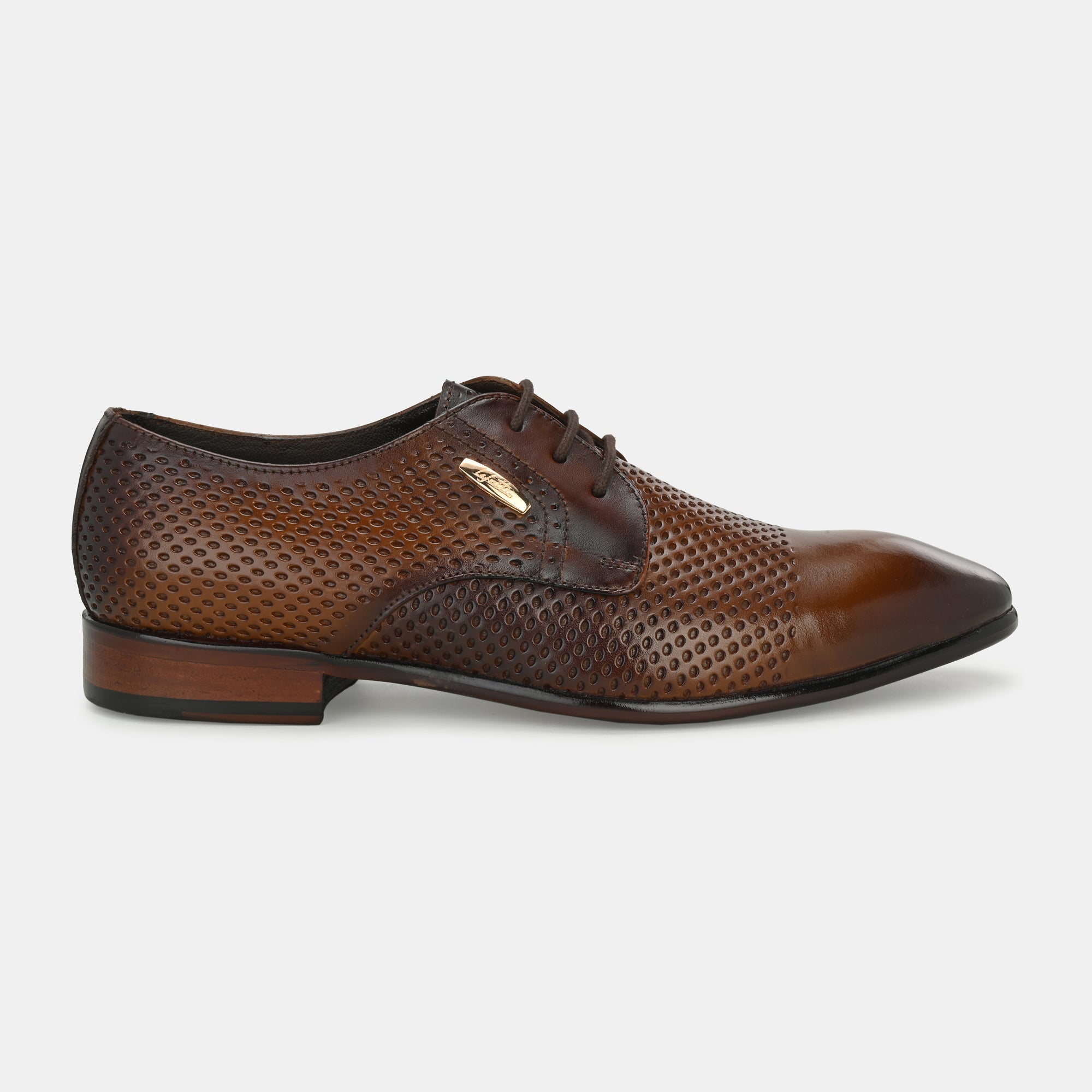 Tan Perforated Lace-Up Shoes by Lafattio