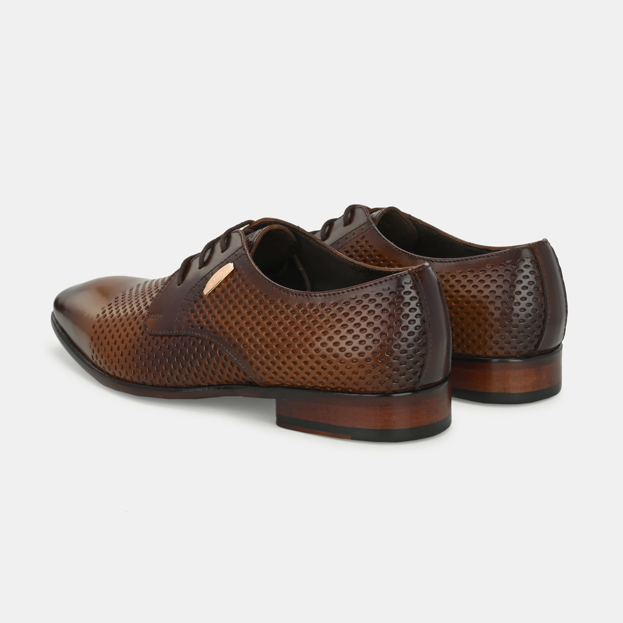 Tan Perforated Lace-Up Shoes by Lafattio