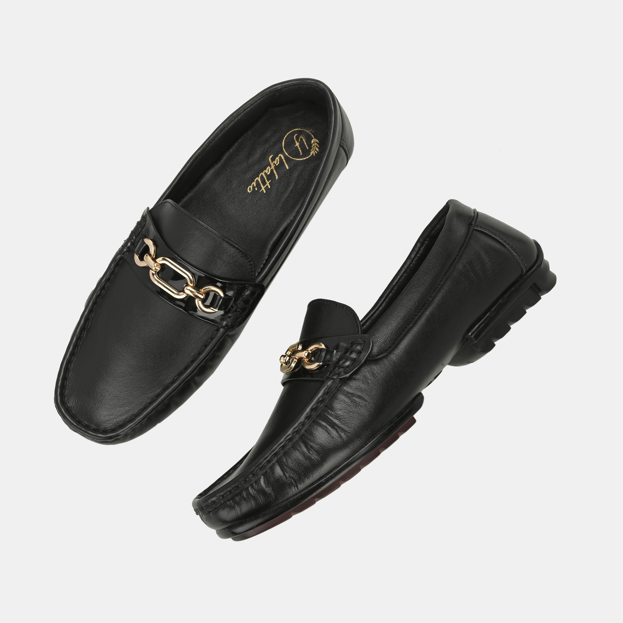 Black Buckled Loafers by Lafattio